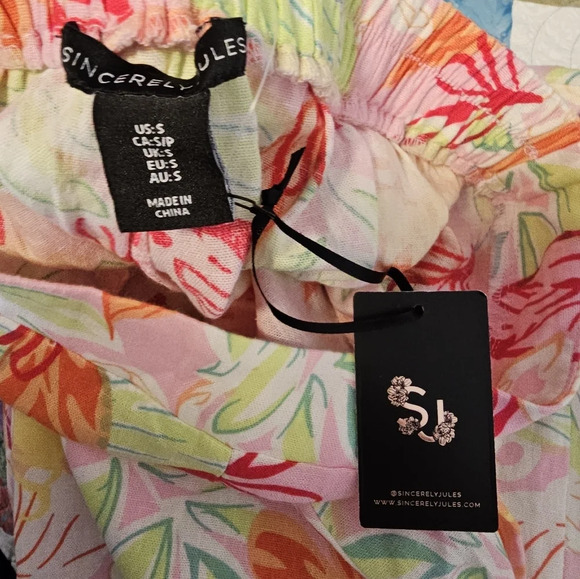 Sincerely Jules Linen Blend Tropical Pants Women's Size Small NWT - Picture 3 of 9